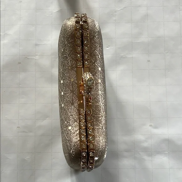 Shimmering Gold Clutch with Ring Handle - Picture 2 of 6